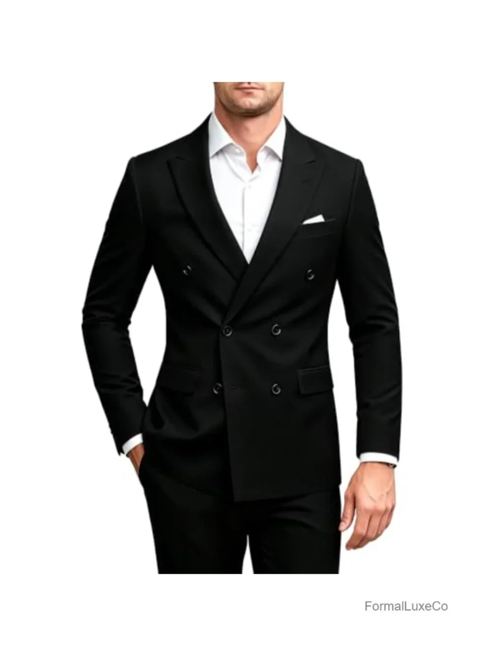 2 Piece Slim Fit Double Breasted Suit with Tuxedo Pants